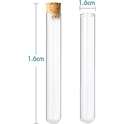 Deney Tüpü 16X160MM Dibi Yuvarlak Mantar Tıpalı - 10 Adet