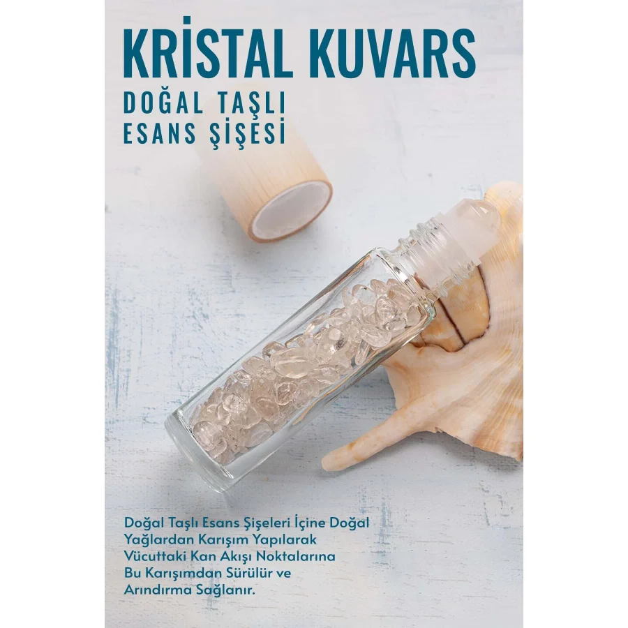 Deniz Doğal Taş Sertifikalı Kristal Kuvars Doğal Taşlı Esans Şişesi 10cc ( Kendi Kokunu Doldur ve Kullan)