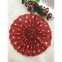 Deniz Party Store Yılbaşı Kırmızı Puanlı Karton Yelpaze Süs Dekor Süsü 30 Cm 1 Adet