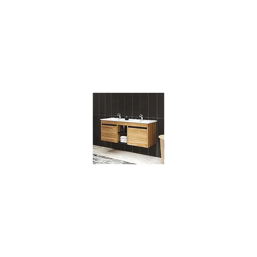 Denko Banyo Denko Twin 120 Cm Mdf Ud Banyo Dolabı Alt Modül Ve Lavabo Beyaz