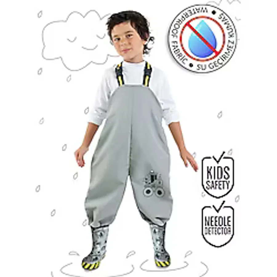 Denokids İnşaat Aracı Erkek Çocuk Su Geçirmez Yağmur Tulumu Renkli