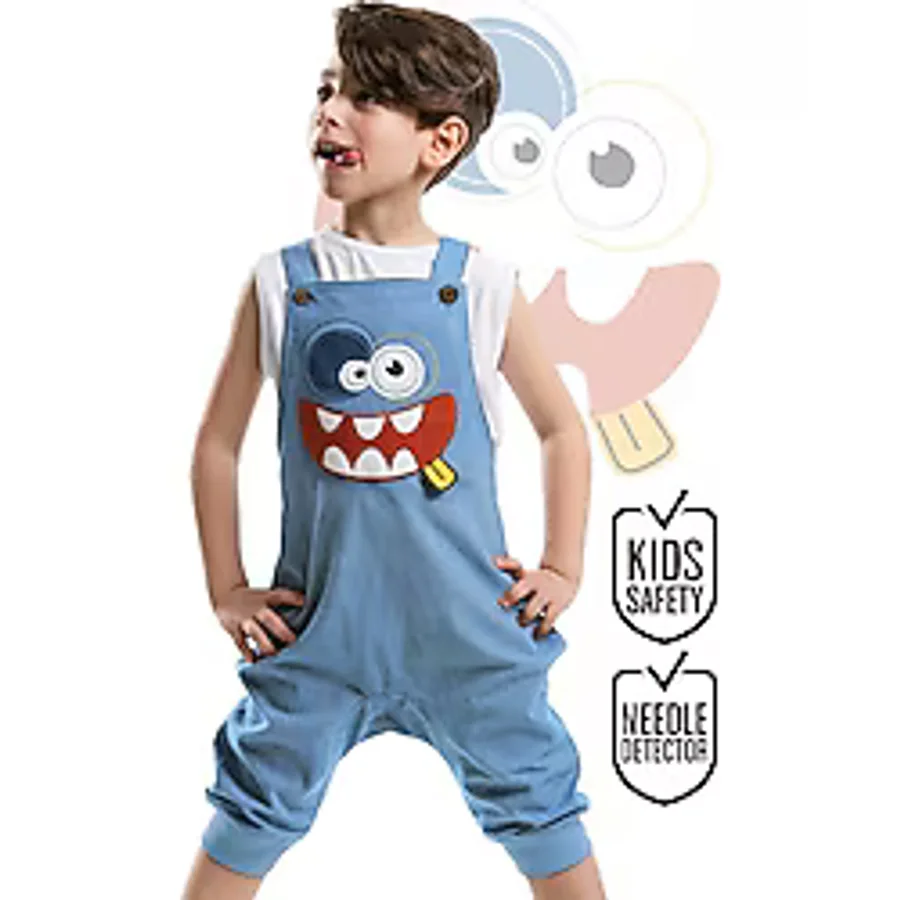 Denokids Yeah Erkek Çocuk Gabardin Tulum - 2 Yaş - Mavi