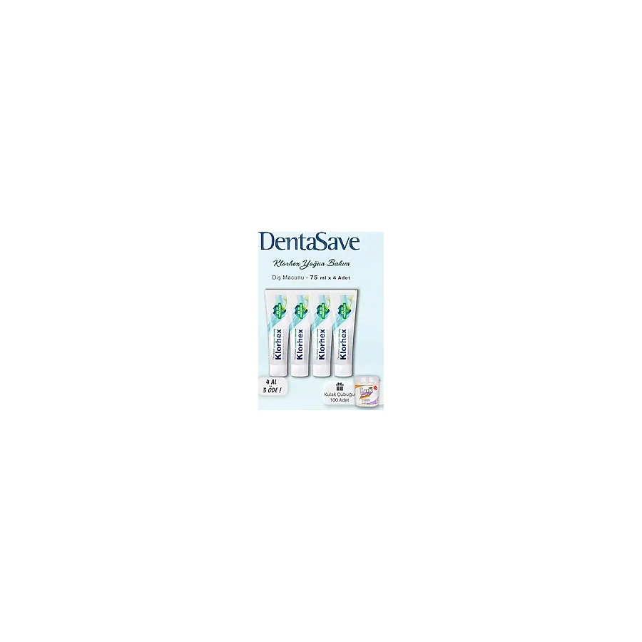 Denta Save Klorhex Diş Macunu 4 AL 3 ÖDE 75 ml ve Kulak Çubuğu