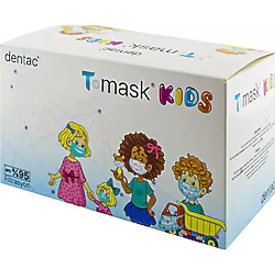 Dentac T-Mask Kids 3 Katlı Cerrahi Renkli Çocuk Maskesi 50'li
