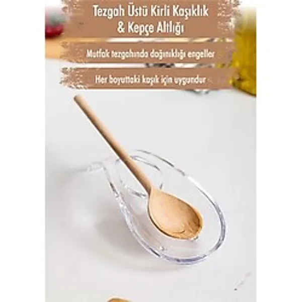 Depa Akrilik Şeffaf Tezgah Üstü Kirli Kaşıklık & Kepçe Altlığı