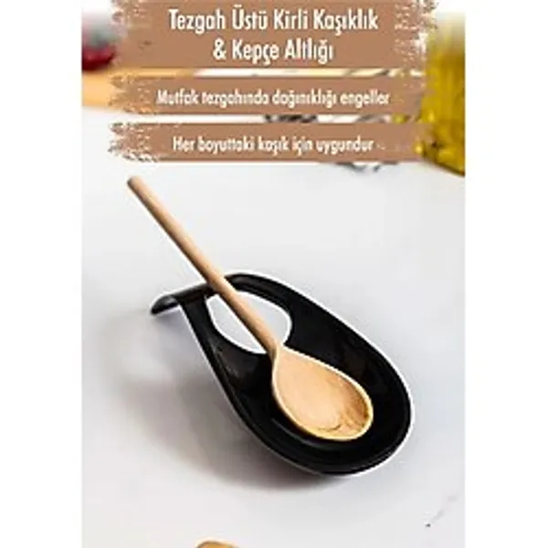 Depa Akrilik Siyah Tezgah Üstü Kirli Kaşıklık & Kepçe Altlığı