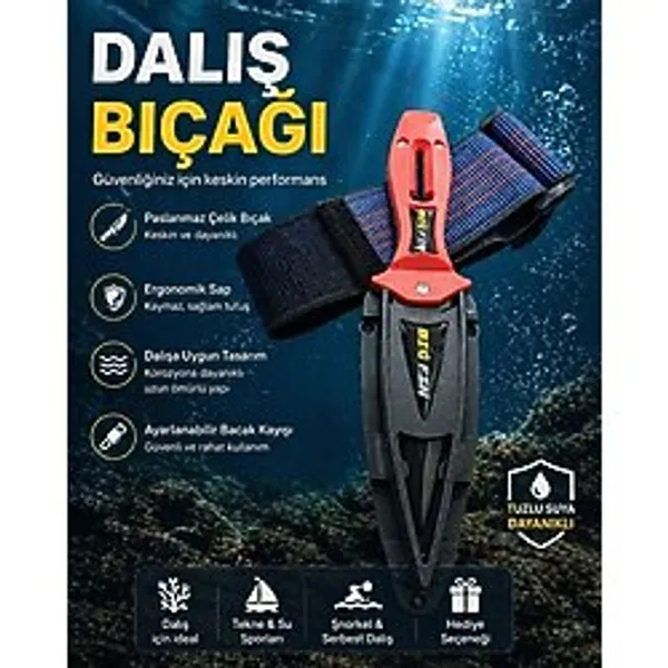 DEPAR Dalış Bıçağı Kol Bandı Dahil - Kırmızı