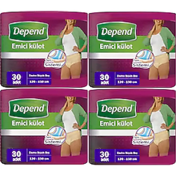 Depend Emici Külot Kadın Ekstra Büyük Boy XL 30'lu 4 Adet Hasta Bezi