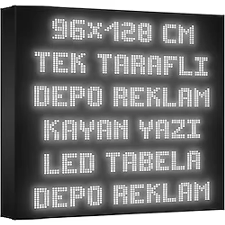 Depo Tabela Reklam Beyaz Kayan Yazı LED Tabela 96 x 128 cm Tek Taraflı Depo Reklam Tabela