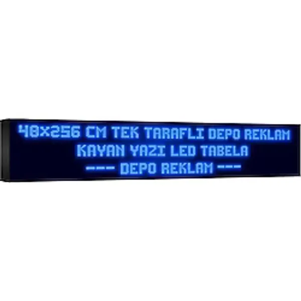 Depo Tabela Reklam Mavi Kayan Yazı LED Tabela 48 x 256 cm Tek Taraflı Depo Reklam Tabela