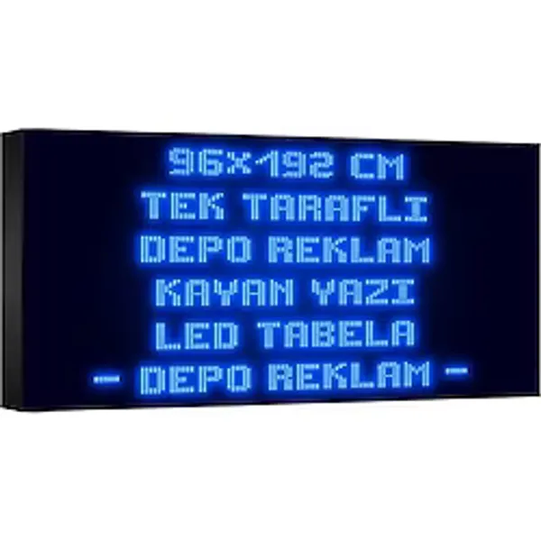 Depo Tabela Reklam Mavi Kayan Yazı LED Tabela 96 x 192CM Tek Taraflı Depo Reklam Tabela - 96 x 192 cm