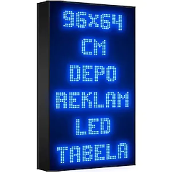 Depo Tabela Reklam Mavi Kayan Yazı LED Tabela 96 x 64CM Tek Taraflı Depo Reklam Tabela