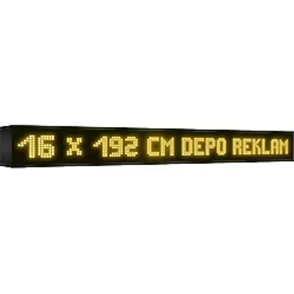 Depo Tabela Reklam Sarı Kayan Yazı LED Tabela 16 x 192 cm Tek Taraflı Depo Reklam Tabela