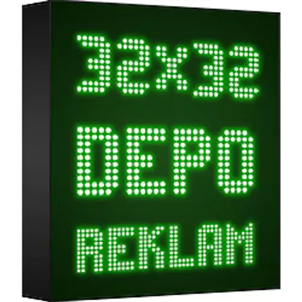 Depo Tabela Reklam Yeşil Kayan Yazı LED Tabela 32 x 32 cm Tek Taraflı Depo Reklam Tabela