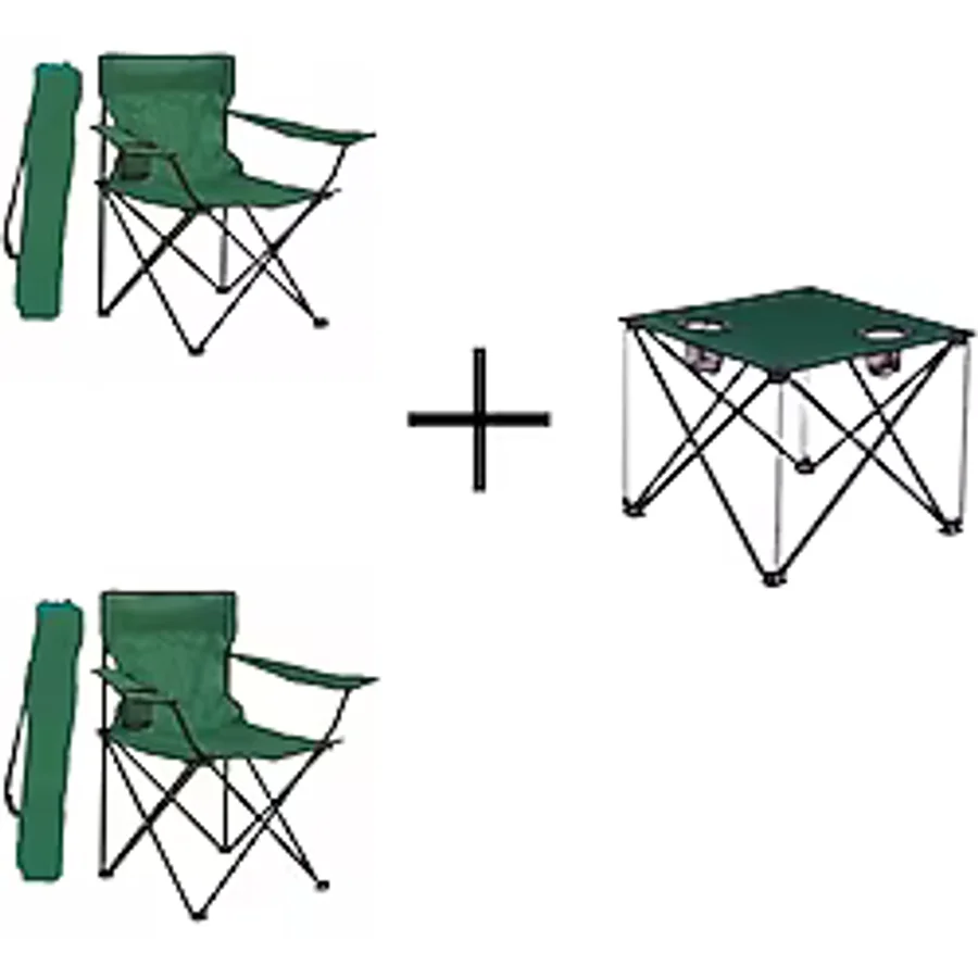 Depolife 2 Adet Yeşil Katlanır Kamp Sandalyesi Ve Katlanır Kamp Masası 47 Cm Yeşil