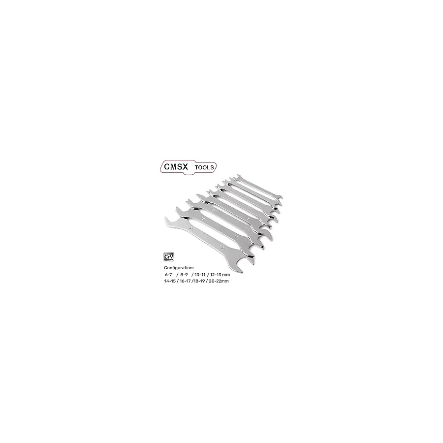Depolife Açık Ağız Anahtar Takımı 8 Parça ultra ince çelik 2 ağızlı anahtar seti 8mm-22mm Gri