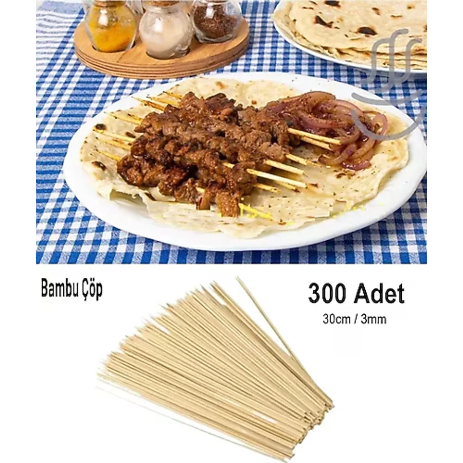 Depolife Bambu Çöp Şiş cubuğu 300 Adet mangal gril barbekü ızgara için ahşap bambudan şiş çubuk