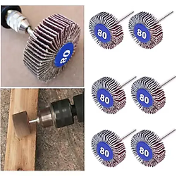 Depolife Gravür Makinası Cihazlar İçin Mop Flap Disk Zımpara Seti 6lı 3mm Sap Çoklu Yaprak Zımpara Takımı