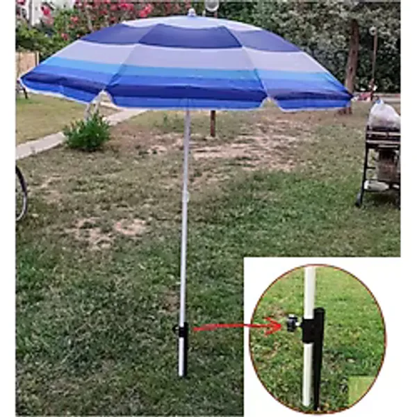 Depolife Plaj Deniz Bahçe Balkon Piknik Kamp Şemsiyesi Ve Sabitleme Kazığı 2li Set 180cm