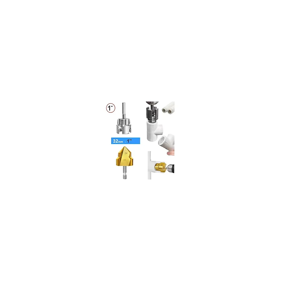 Depolife Pprc Pvc Boru Havşa ve Diş Açma Klavuz Seti 32MM Pafta Kılavuz Diş Açma 6'lı Pah Rayba