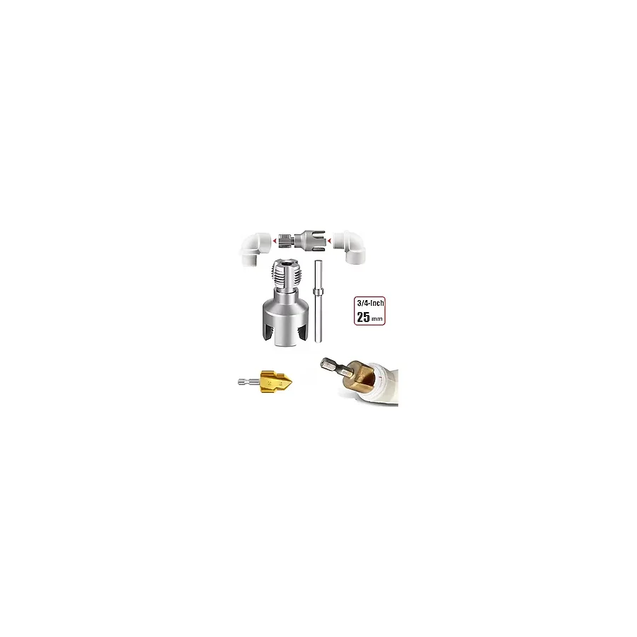 Depolife Pvc Pprc Boru Iç ve Dış Diş Açma Aparatı 3/4" (25MM) Yiv Paso Açma Anahtarı Rayba Pafta