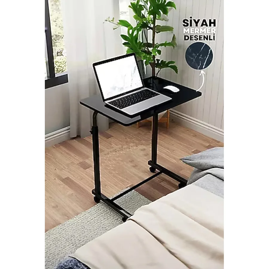 Depolife Tekerlekli Laptop Bilgisayar Çalışma Masası Eğim Yükseklik Ayarlı Akrobat Koltuk Sehpası