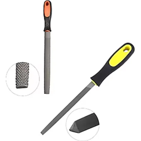 Depolife Üçgen Saplı Eğe Ve Balık Sırtı Törpü Seti Büyük Boy 32cm Ege Takımı 2 Parça Gri
