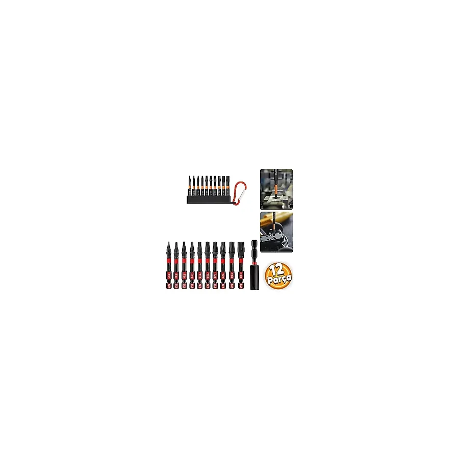 Depolife Yıldız Alyan Anahtar Seti Hex Bits uç takımı Manyetik uzatma Adaptörlü 12 Parçalı Torklu Set
