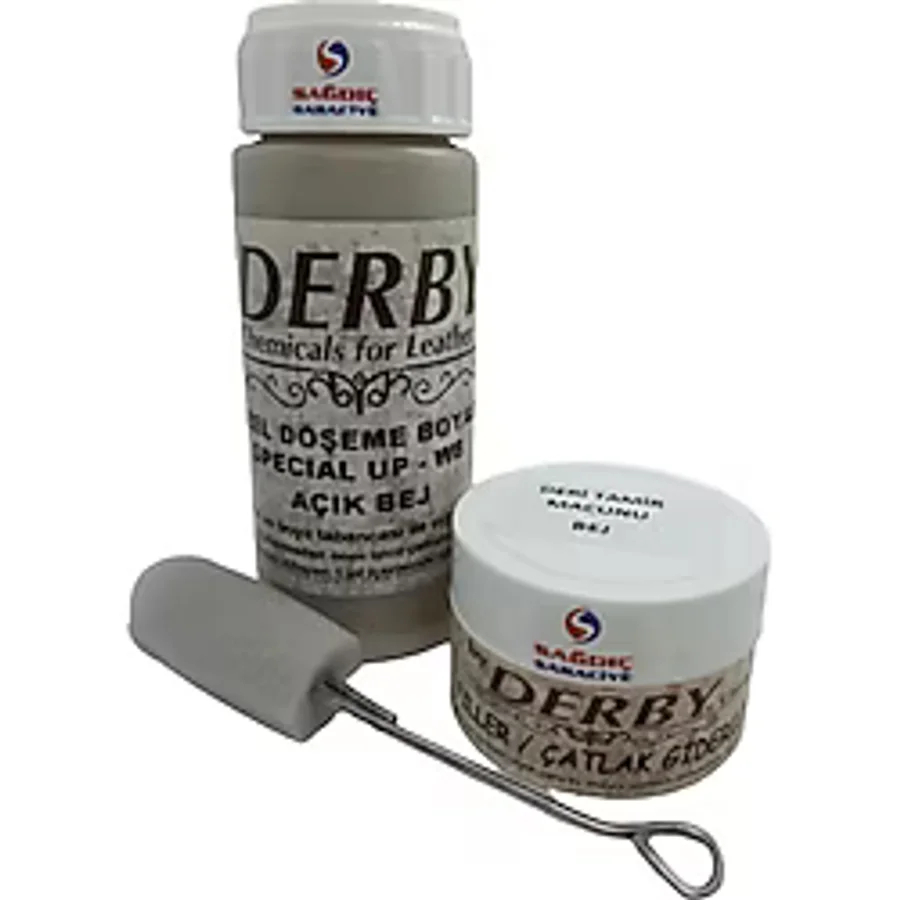 Derby Açık Bej Oto Döşeme Boyası Ve Bej Deri Tamir Macunu