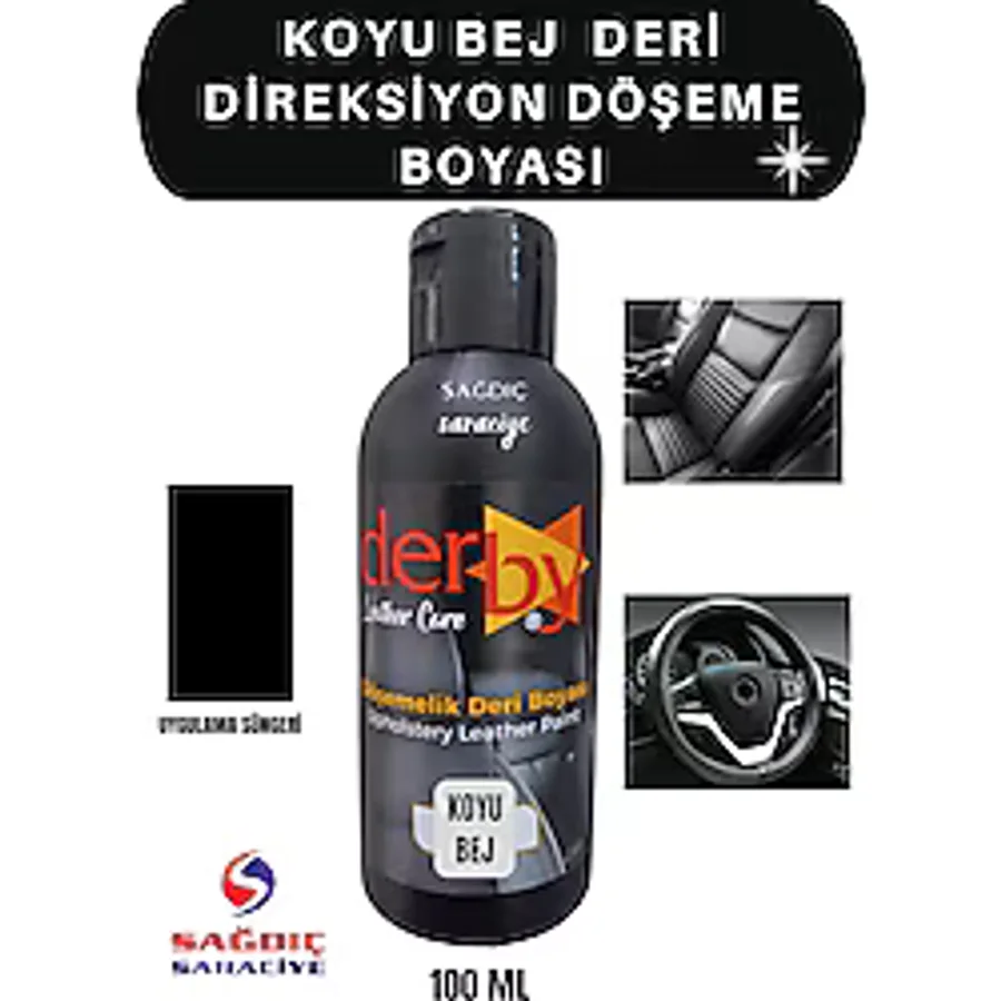 Derby Koyu Bej Deri Oto Koltuk Direksiyon Doseme Boyasi