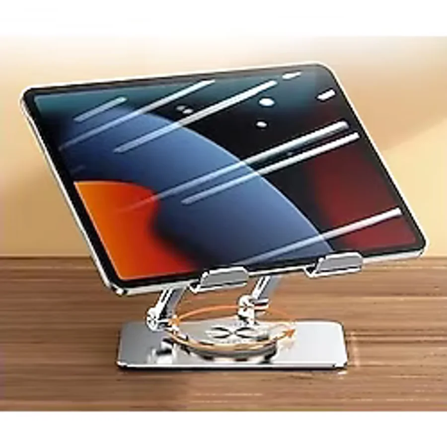 Derece Dönebilir Laptop ve Tablet Standı - Paslanmaz Çelik, Ayarlanabilir Yükseklik, Katlanabilir Masaüstü Bilgisayar Standı, iPad ve MacBook Uyumlu Ergonomik Raf-Dizüstü PC (Tablet Standı)