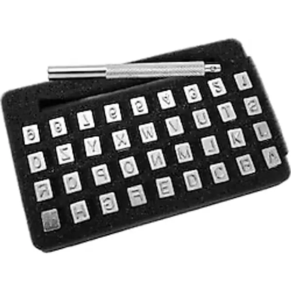 Deri Damgalama, Metal Harf ve Rakam Damga Seti, 26 Harf ve 10 Rakam. Metal Deri Baskı (6mm)