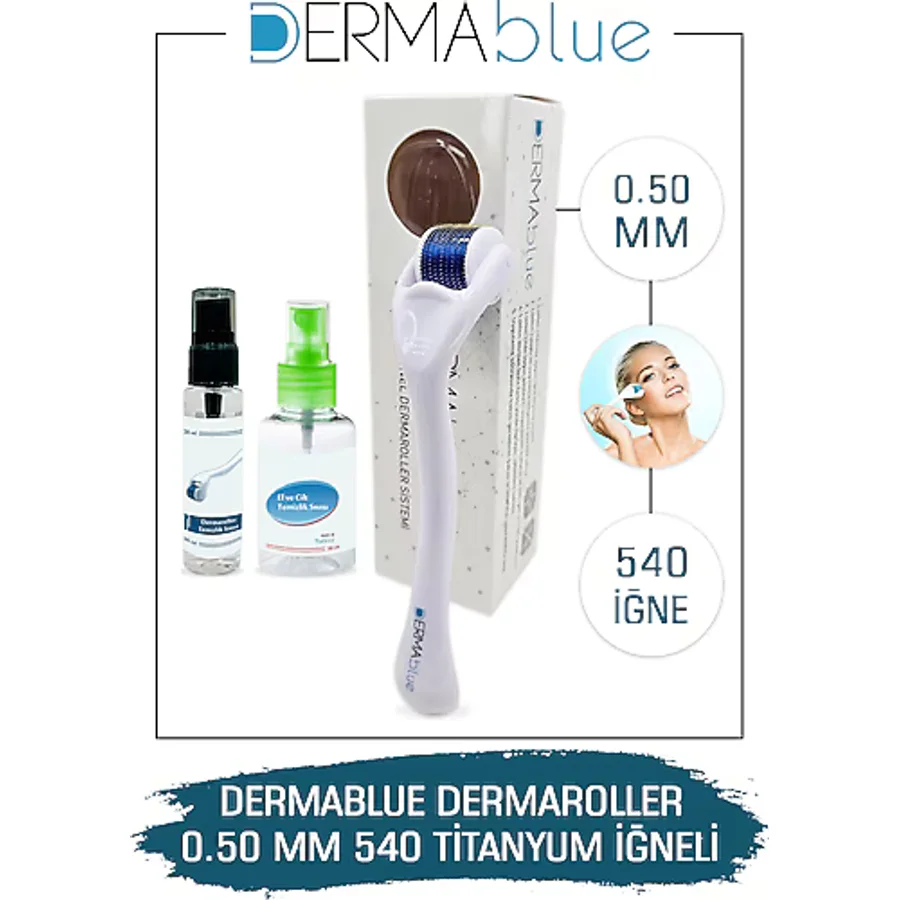 Dermablue 0.50mm Dermaroller 540 Titanyum Iğneli Orijinal Derma Roller