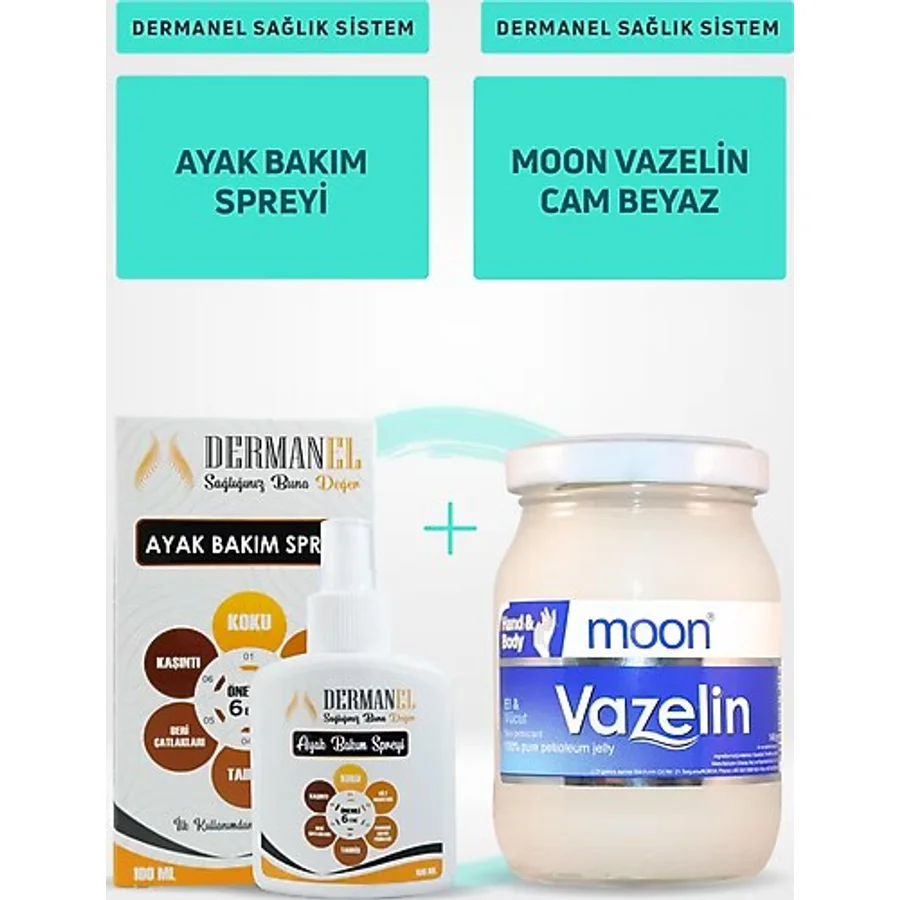 Dermanel Ayak Bakım Spreyi+Moon Vazelin Cam Beyaz
