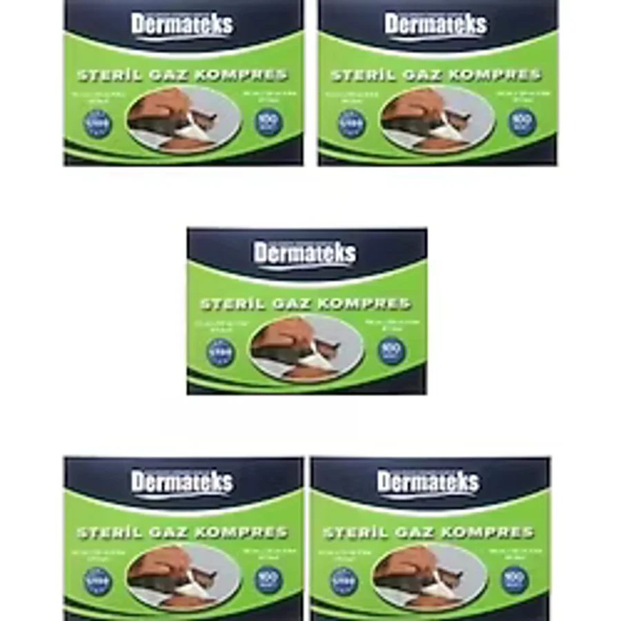 Dermateks Steril Gaz Kompres 7.5x7.5 100 Adet 5 Kutu