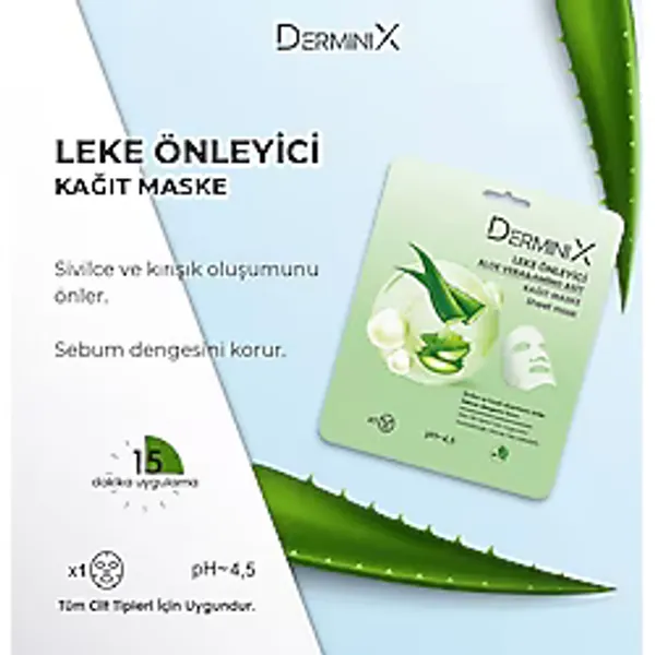 derminix leke önleyici aloe vera & amino asit Yüz Kağıt Maskesi