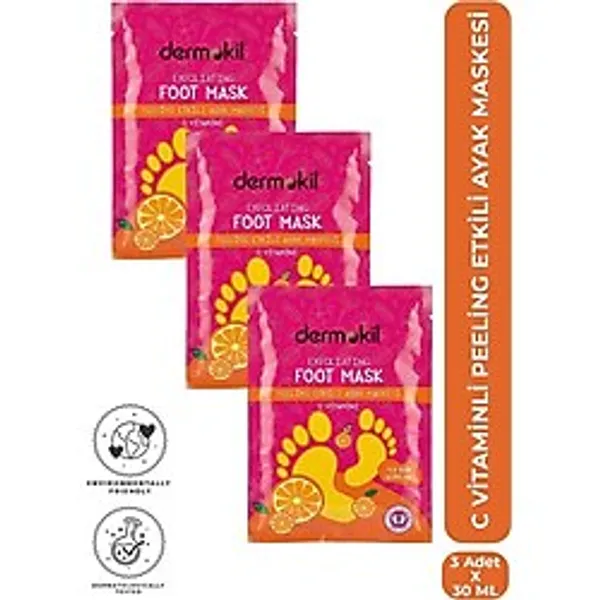 Dermokil C Vitaminli Peeling Etkili Soyulabilen Ayak Maskesi 30 Ml X 3 Adet