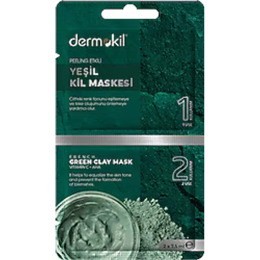 Dermokil Peeling Etkili 2 x 7.5 ml Yeşil Kil Maskesi