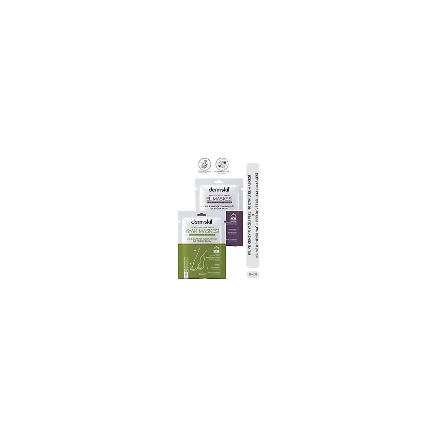 Dermokil Peeling Etkili Ayak Maskesi (Kil ve Kenevir Yağlı) 35 ml + El Maskesi 35 ml 2'li Set
