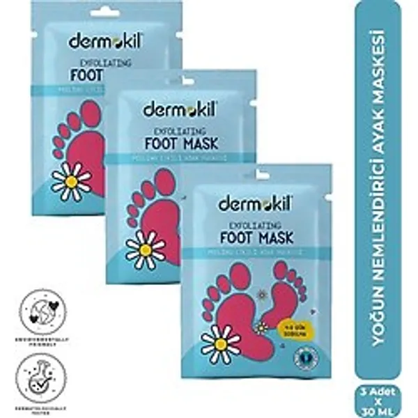 Dermokil Peeling Etkili Çorap Tipi Soyulabilir Ayak Maskesi 30 Ml X 3 Adet