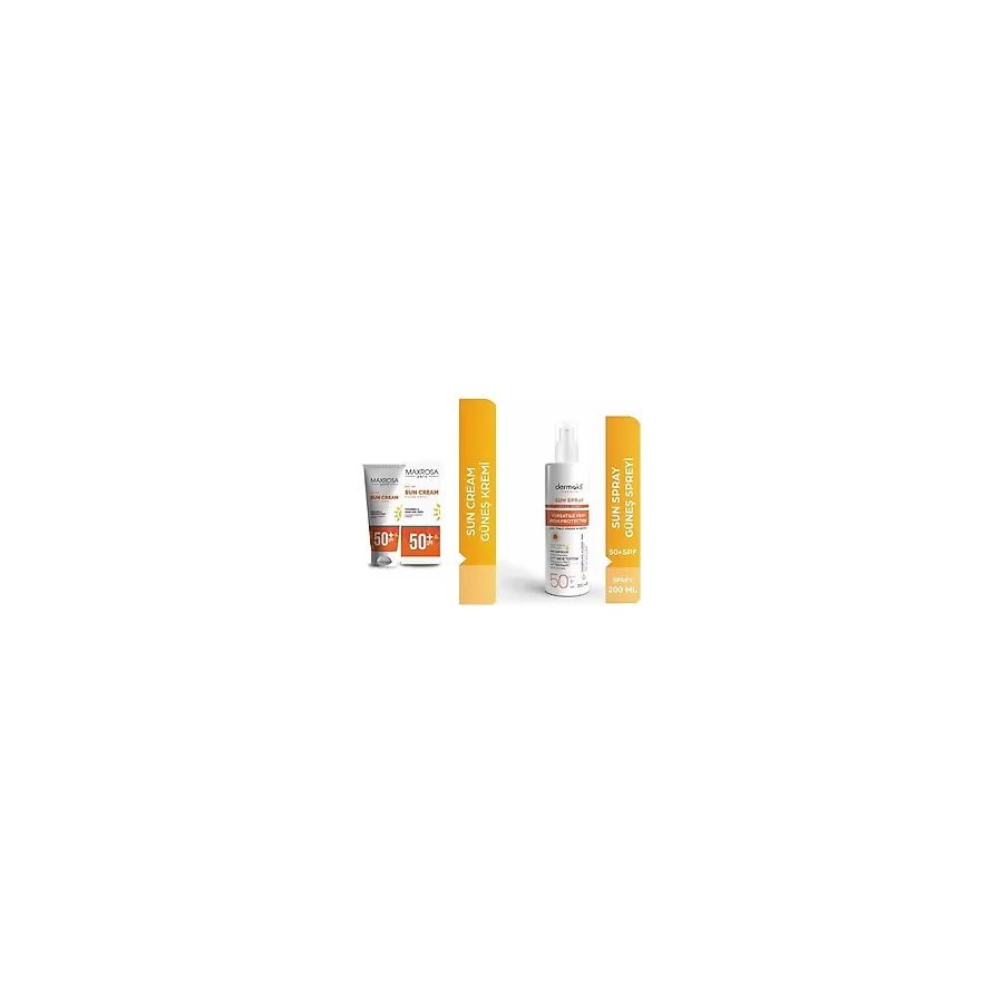 Dermokil Sun Spray Güneş Koruyucu Spf50 + Maxrosa Paris 50+spf Yüksek Koruyucu Güneş Bakım Seti 60 Ml