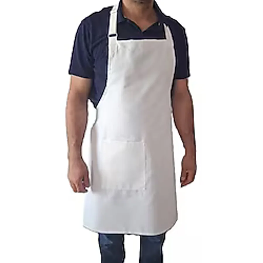 Dery Collection Şef Mutfak Önlüğü, Unisex, Beyaz, 70x80 cm, Duck Kumaş, Sıvı İtici, Kuş Gözü Detaylı, Ayarlanabilir Boyun Askılı