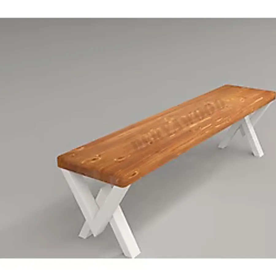 Deryawood Masif Ahşap Hestia Bank Beyaz Ayak 37x100x45CM