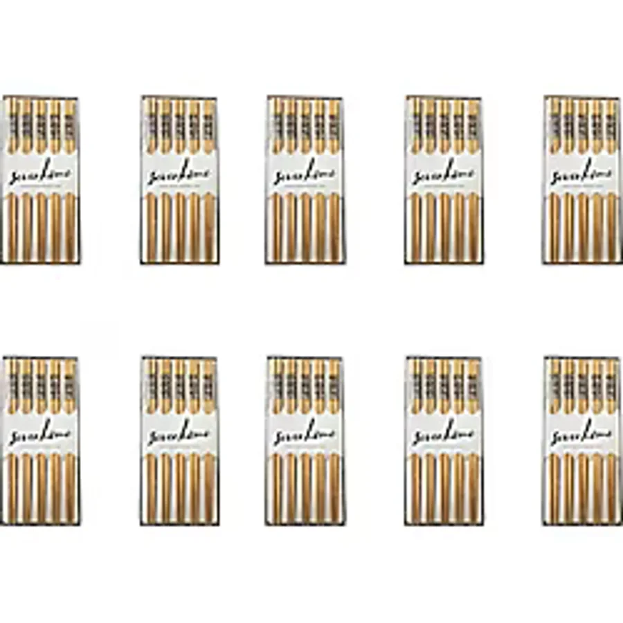 Desenli Yıkanabilir Kore Japon Çin Bambu Chopsticks Yemek Çubuğu - 24 Cm. - 5 Çiftlik 10 Paket
