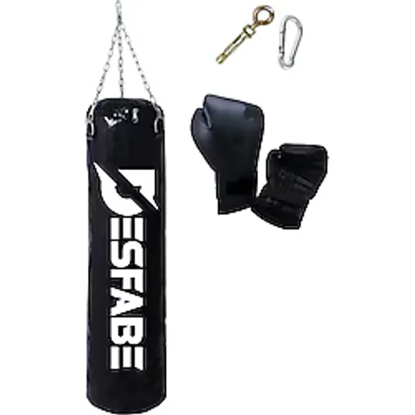 Desfabe Boxing Star 70x25 Cm Zincirli Boks Kum Torbası Siyah +Askı Aparatı+Boks Eldiveni