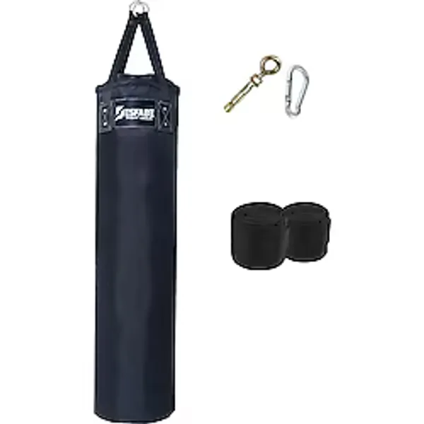 Desfabe Polydes 120X30 Cm Kolonlu Boks Kum Torbasi Siyah+Aski Aparati+El Sargi Bandaji