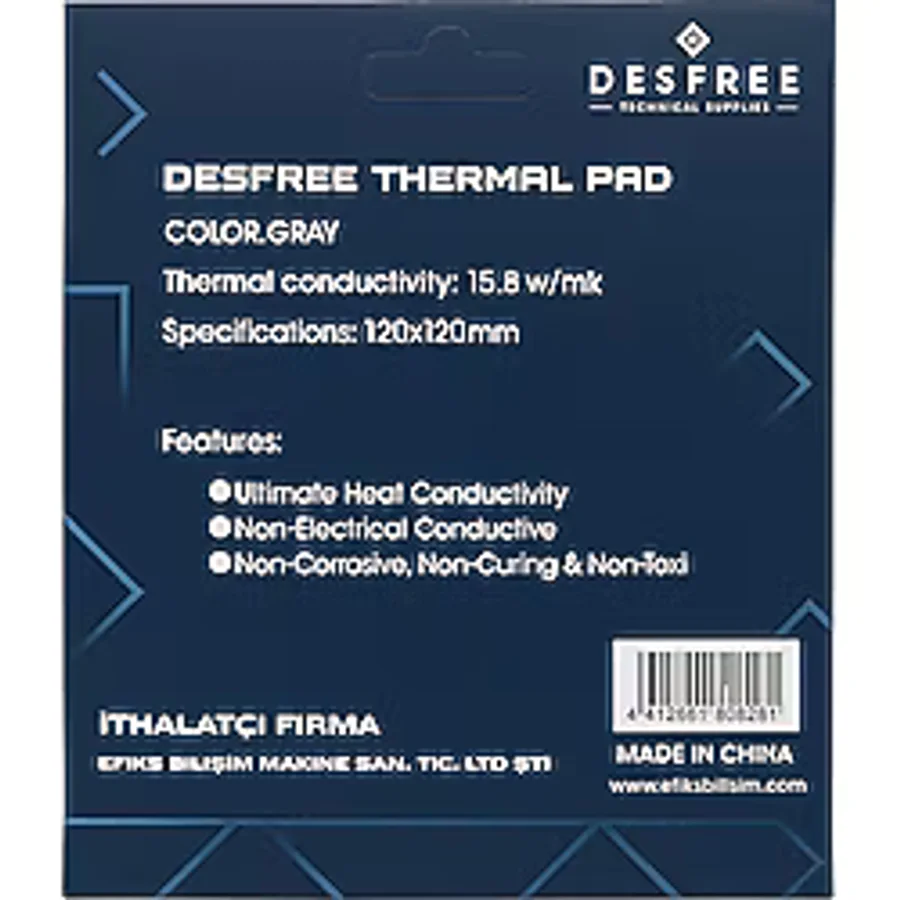 Desfree Termal Pad 15.8W,M-K 1 Mm 120 Mm X 120 Mm