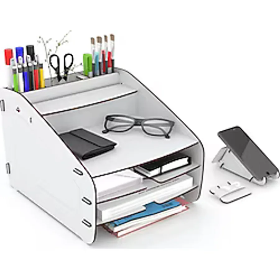 Design OTTO Medium Modest - 6 Renk - A4 Evrak Rafı Masaüstü Organizer Düzenleyici Beyaz