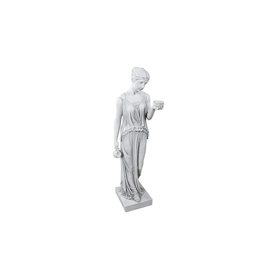 Design Toscano Hebe, gençliğin tanrıçası Yunan bahçe heykeli, poliresin, antik taş grisi, büyük 81 cm