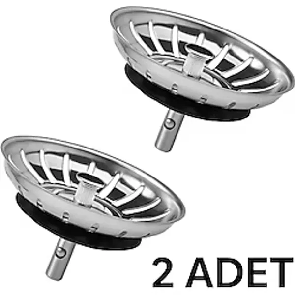 Desıphon 2 Adet Çöpmak 8 Cm Paslanmaz Çelik Lavabo Evye Gider Süzgeci (Sifon Süzgeci) Tıkanıklık Önleyici